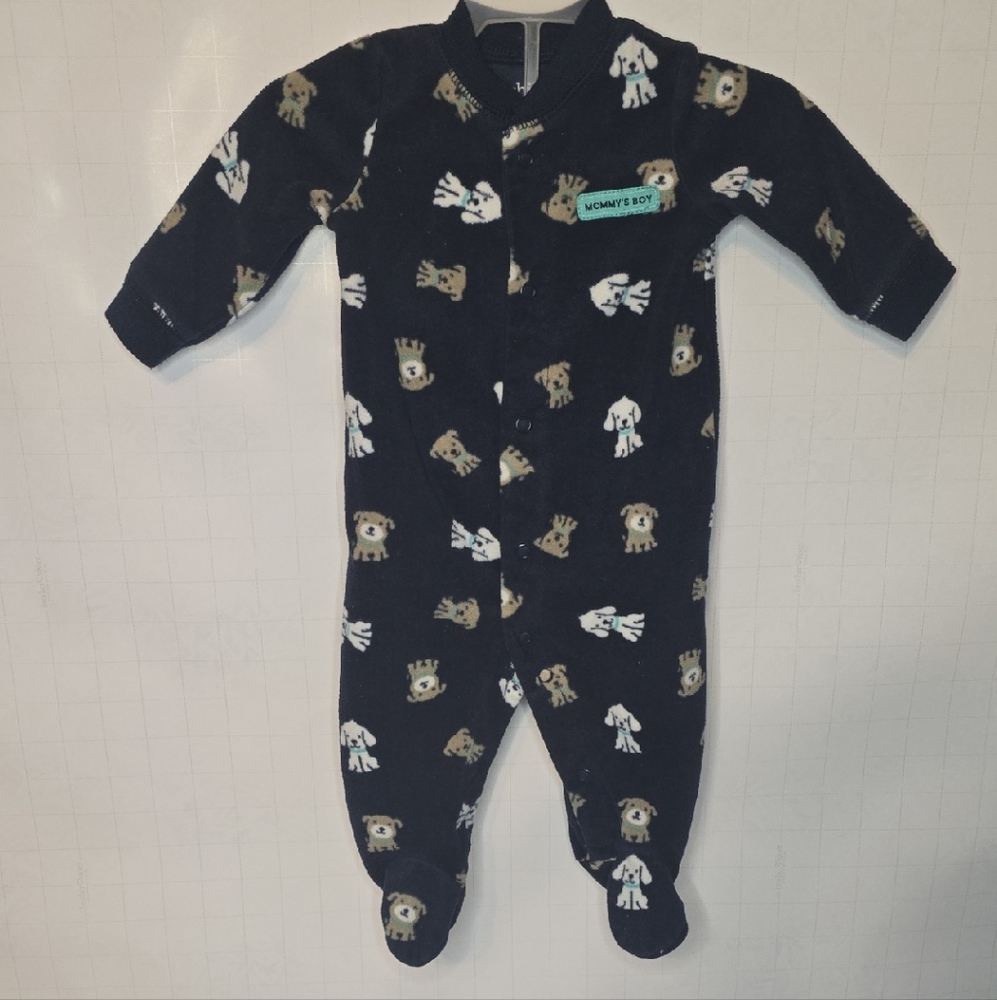 Carter's Navy Footie with Dog Print